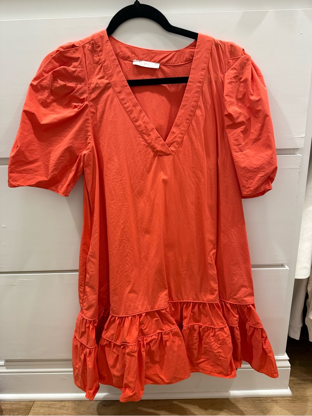 Karlie Coral Asymmetrical V-Neck Ruffle Dress
